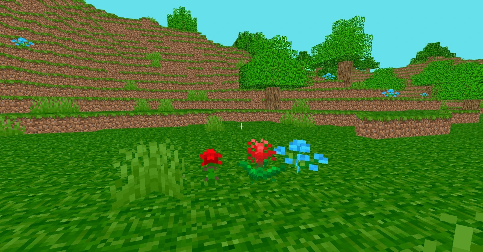 Voxel flowers in the terrain