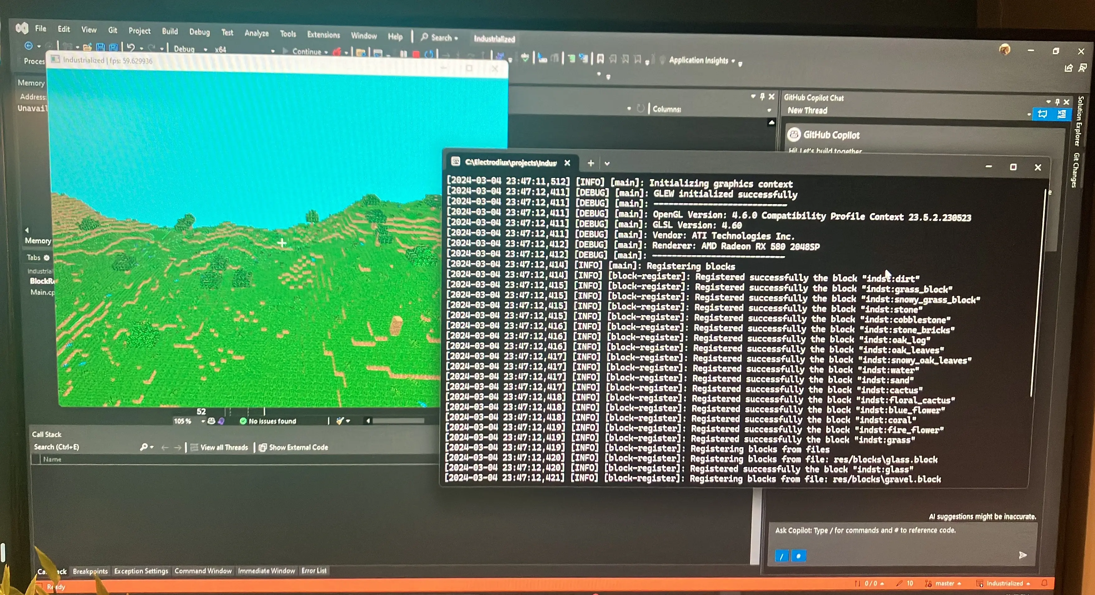 Voxel logs in the terrain